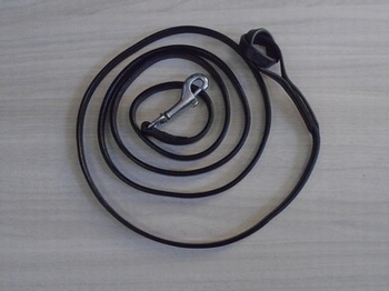 Halter lead black leather, silver musketon, 10 mm