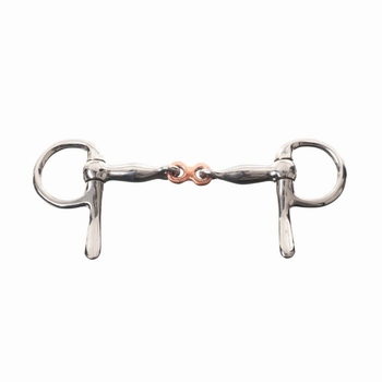Half cheeck snaffle, double - jointed, copper mouth piece