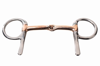 Half cheeck snaffle, single - jointed, copper mouth piece