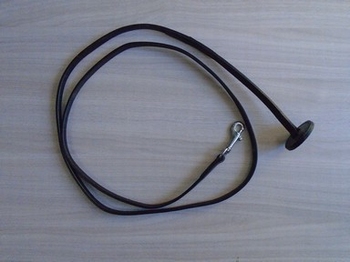 Halter lead black leather, silver musketon, 13 mm