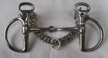 D-snaffle bit, single-jointed with chain, 10 cm